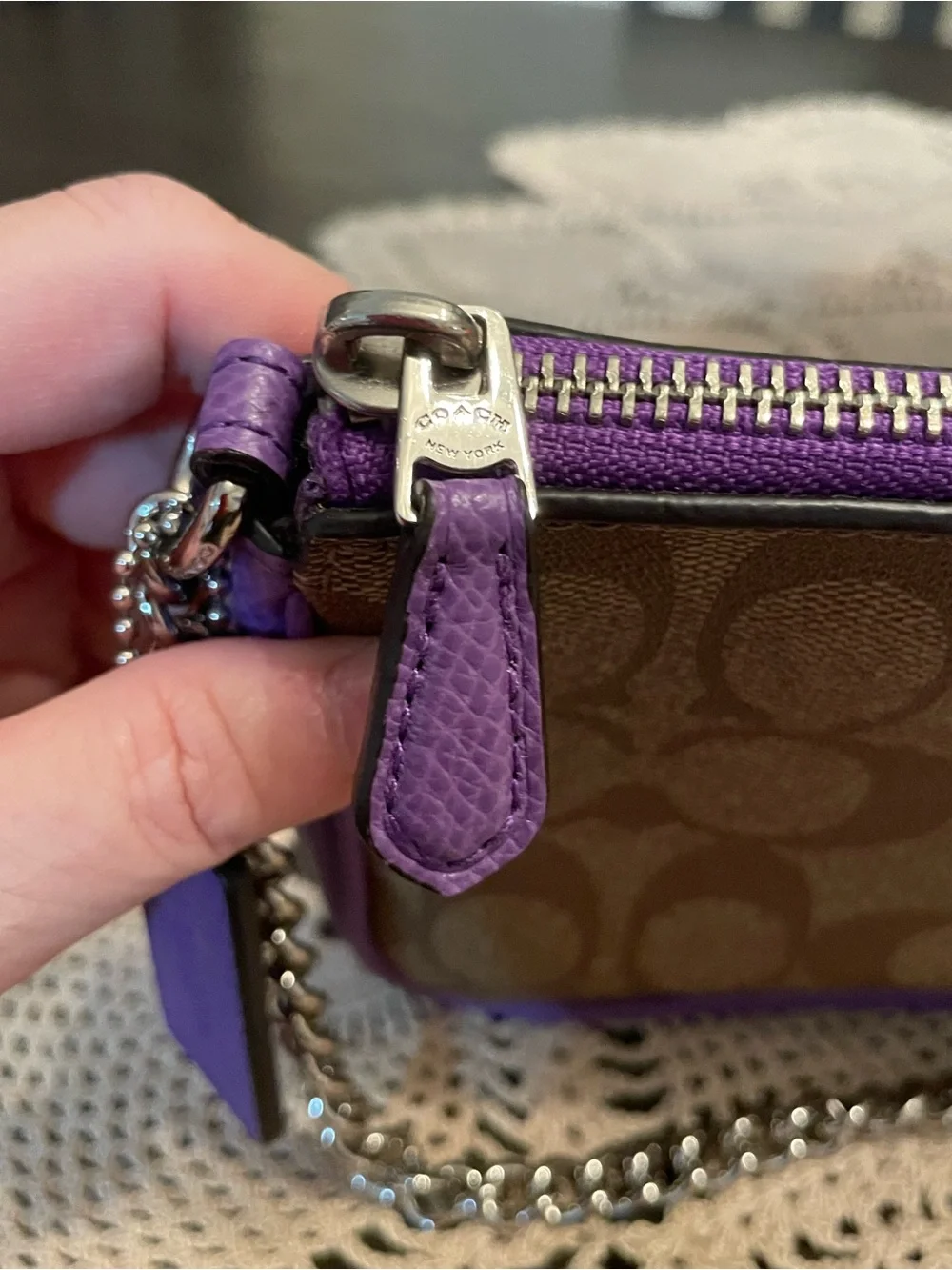 Coach signature coated canvas wristlet